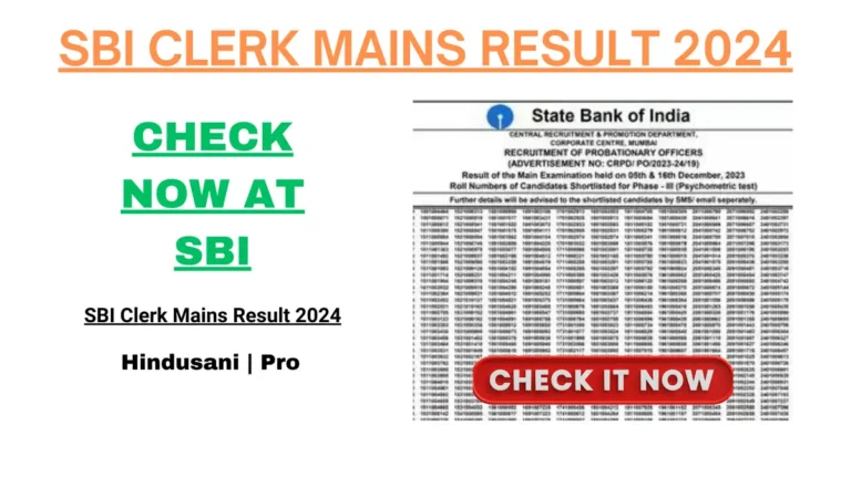 SBI Clerk Mains Result 2024