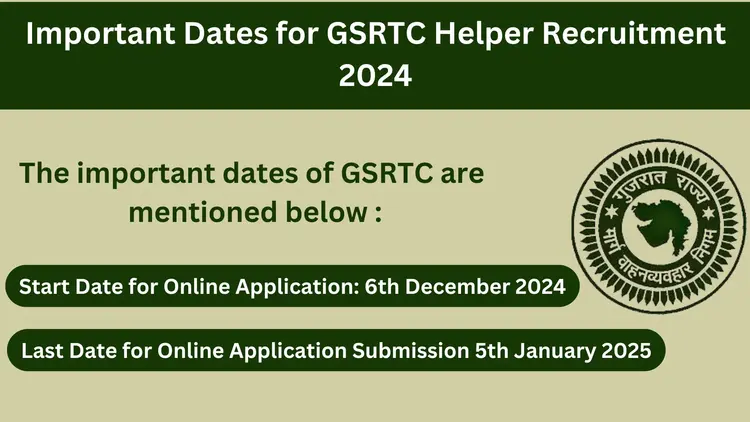 Important Dates for GSRTC Helper Recruitment 